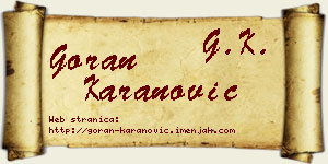Goran Karanović vizit kartica